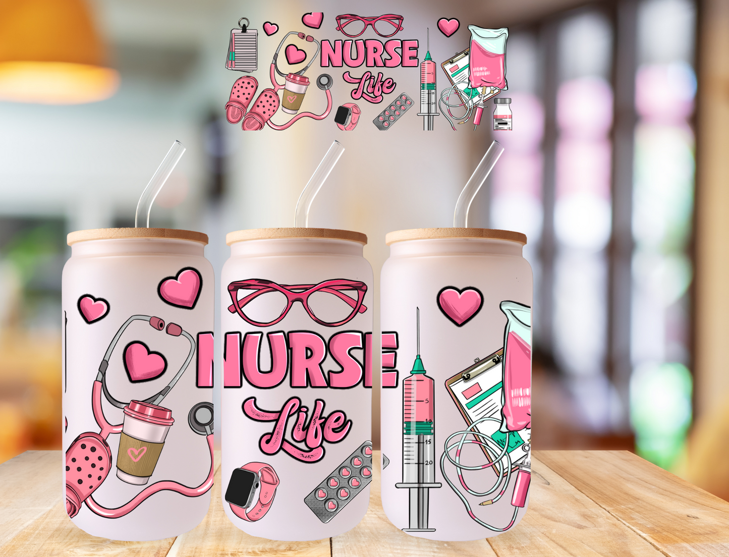 "Nurse Life" Glass Can